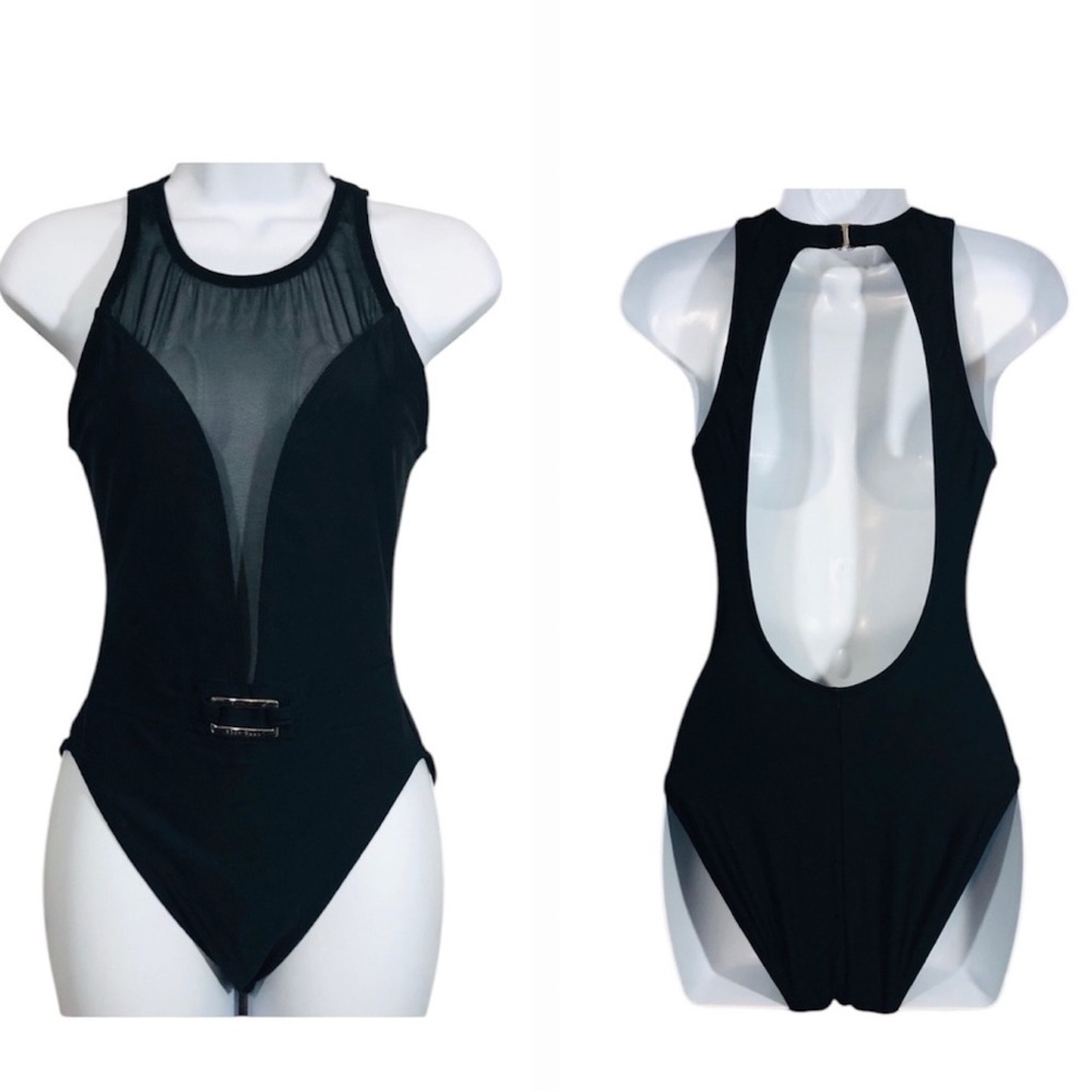 Anne Cole Black One-Piece Swimsuit with Sheer Mesh
